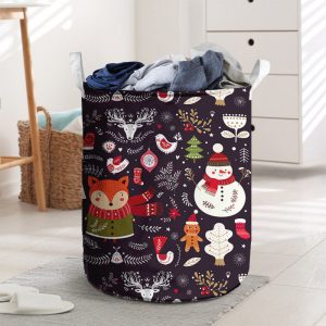 Christmas Snowman And Fox Laundry Basket